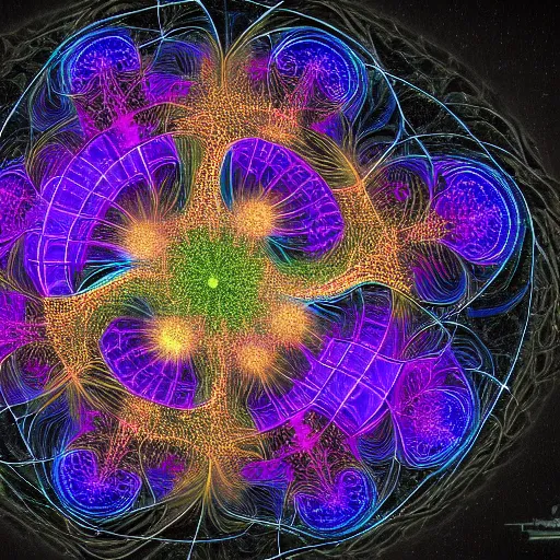 Image similar to lightfull fractal structures by benoit b. mandelbrot, organisms representation, fantasy, connectivity