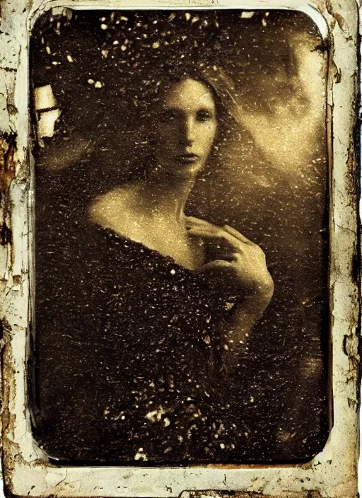 Image similar to old wetplate daguerreotype portrait explosion of data fragments, fractal, intricate, elegant, highly detailed, parallax, leica, medium format, subsurface scattering, by jheronimus bosch and greg rutkowski and louis jacques mande daguerre