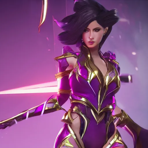 Image similar to still of pretty Fiora (Legends of Runeterra) in KDA music video. 3d render, octane render, game art, realistic, highly detailed, trending on artstation, 4k, trending on artstation, pixar, cgsociety, unreal engine 5, redshift render, trending on artstation, blender, behance, cg