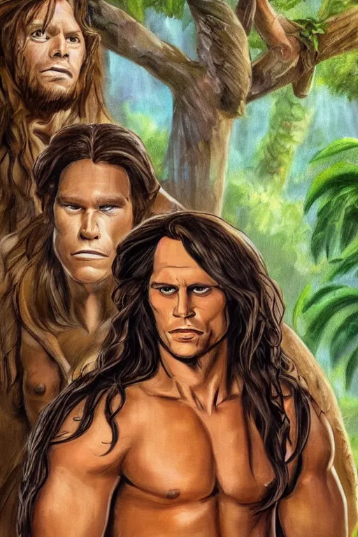 Image similar to disney's tarzan, solo portrait, 🎨🖌