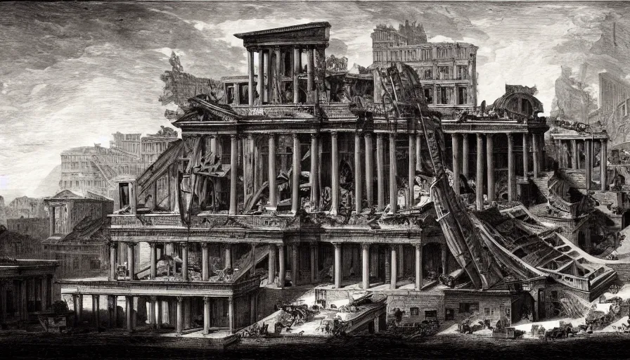 Prompt: a impossible building, by piranesi, high quality, high detailed