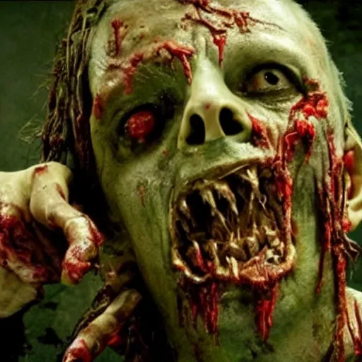 Image similar to gruesom rotting zombie with missing limbs, movie still