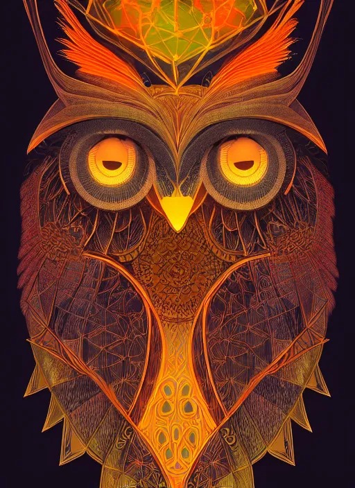 Image similar to symmetry!! product render poster vivid colors divine proportion owl, 神 圣, glowing fog intricate, elegant, highly detailed, digital painting, artstation, concept art, smooth, sharp focus, illustration,