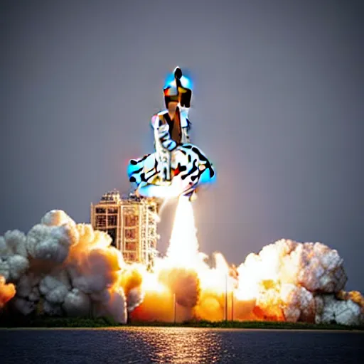 Prompt: “award winning space shuttle launch photograph, 4K, ultra realistic”