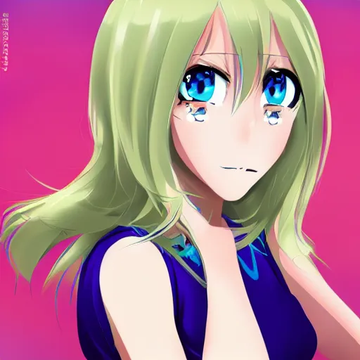 Prompt: anime girl with blonde hair and blue eyes