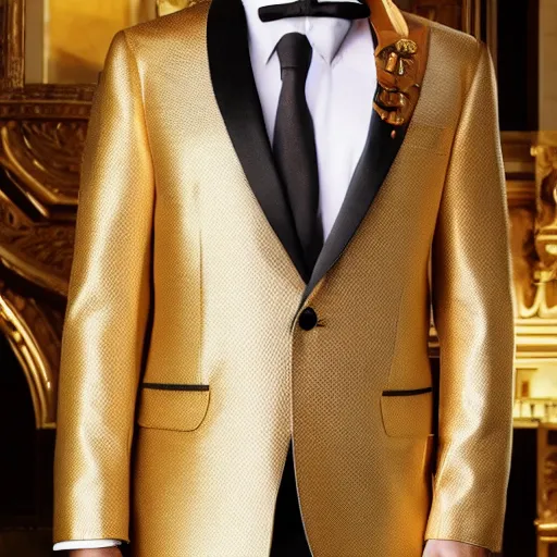 Prompt: Photo of Mario wearing a Hermes Tuxedo, luxury, ultra-detailed, 4k high resolution,