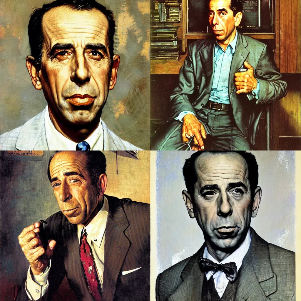 Prompt: portrait of humphrey bogart, by norman rockwell