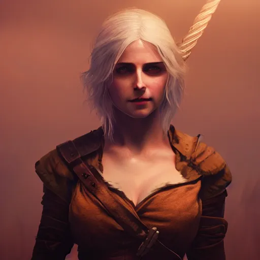 Image similar to ciri from the witcher 3 video game, huggy wuggy from poppy playtime video game, fullbody, ultra high detailed, glowing lights, oil painting, greg rutkowski, charlie bowater, beeple, unreal 5, daz, hyperrealistic, octane render, rpg portrait, dynamic lighting, fantasy art, beautiful face