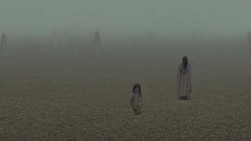 Prompt: our home is filled with nightmares, film still from the movie directed by Denis Villeneuve with art direction by Zdzisław Beksiński, wide lens