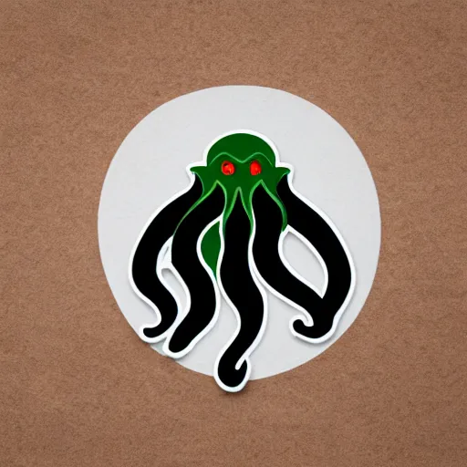 Image similar to die cut sticker, cthulhu as 🥶 emoji, flat design, glossy design, white outline.