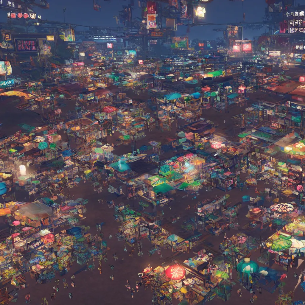 Prompt: taipei raohe night market in horizon : zero dawn