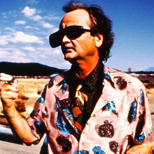 Image similar to bill murray in fear and loathing in las vegas, movie still, promotional shot