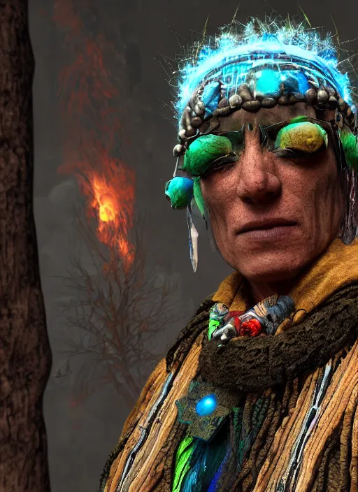 Image similar to Shaman,science fiction,8k face detaling