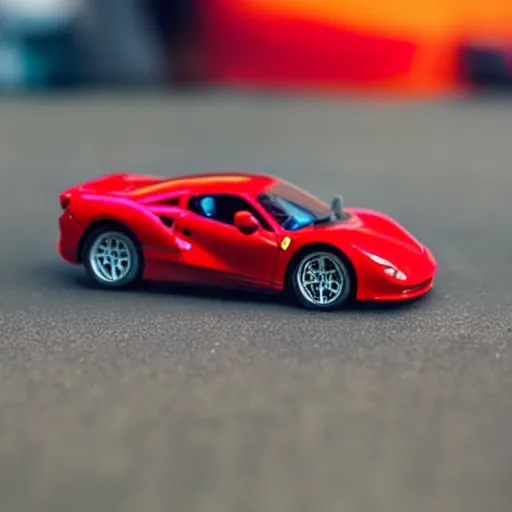 Image similar to micro machines, Ferrari 488, bokeh, macro photography