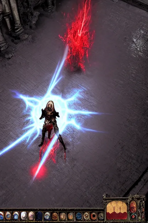 Image similar to Path of Exile, [Sirius], clear [[bronze]] face [mask], luminous red eyes, male image with [bronze] black bloody armor, sitting on the throne, inside the ruined gothic church, black shadows, red lasers, dark red bloody fog, black-grey smoky tornadoes fly around, [[blood]], Anachronism, painting, dark fantasy, steampunk, 4k, perfect quality,