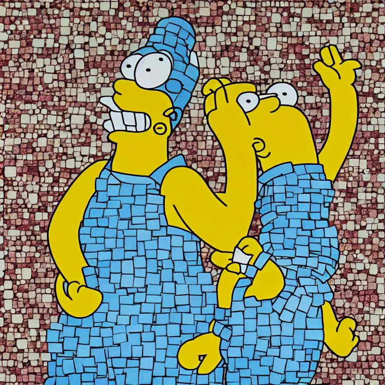 Prompt: homer simpson mosaic
