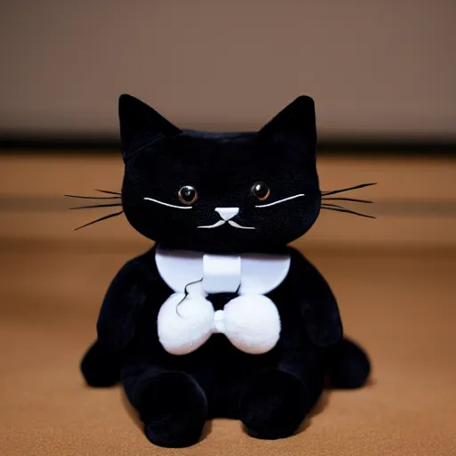 Image similar to a plushie of a cat in a top hat, famous stuffed aninals, ty.com, plush toys, uhd 4k, rtx on