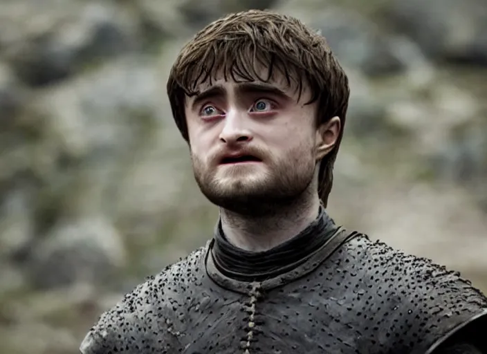 Image similar to daniel radcliffe as gelthinors in game of thrones, live action film, cinematic photo, clear hd image