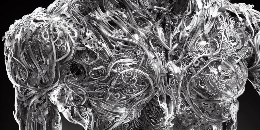 Image similar to hyper realistic photography of a stunningly beautiful cyborg male, plated arm, intimate, chest, holding close, ribbons, in the style of beth cavener, jin kagetsu,, and wlop, highly detailed, intricate filigree, symmetry, masterpiece, award winning, sharp focus, concept art, highkey lighting, ambient lighting, octane render, 8 k, artstation
