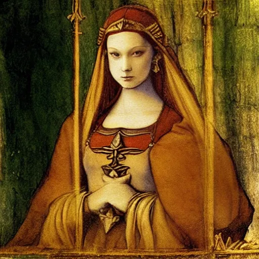 Image similar to princess zelda, by leonardo da vinci, painting