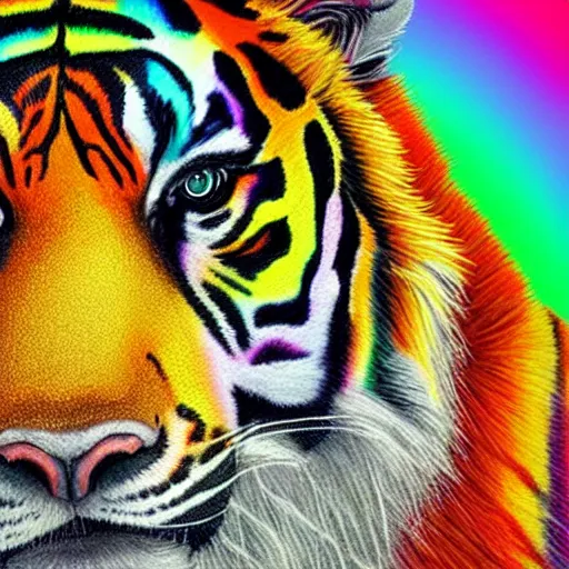 Image similar to Realistic rainbow tiger