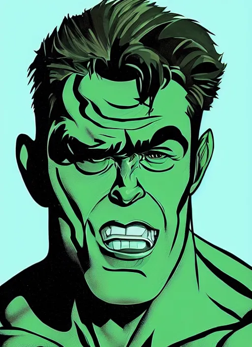Prompt: james dean as the incredible hulk, fantasy illustration, dynamic lighting, ultra detailed, face and shoulders focus