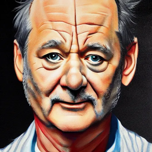 Image similar to close up portrait of bill murray painted by jason rainvill