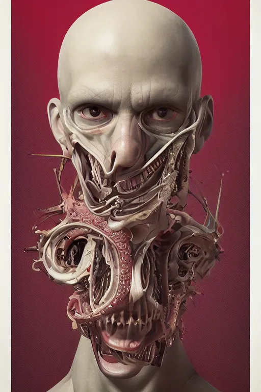 Prompt: youre from your father worm. symmetrical anatomy, baroque, pop art, hyperdetailed, without duplication, art by richard hamilton and mimmo rotella. intricate detail, trending artstation, dribble popular, octane renderer