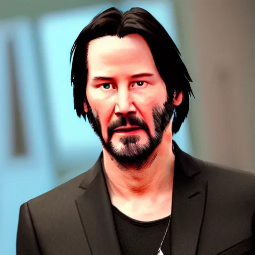 Prompt: Keanu Reeves as a grand theft auto 5 character
