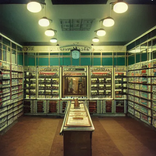 Prompt: Interior shot of a clock store by stanley kubrick, shot by 35mm film color photography