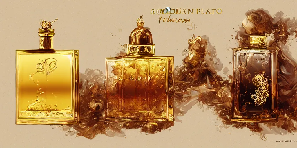 Prompt: advertising golden perfume luxury _ artstation