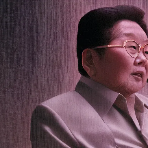 Image similar to filmstill of kim jong - il in the style of ghost in the shell by mamoru oshii