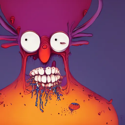 Image similar to high guy by Alex Pardee and Nekro and Petros Afshar, unstirred paint, vivid color, cgsociety 4K