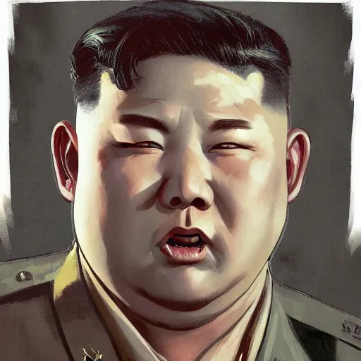 Image similar to zombie kim jong un geog darrow greg rutkowski