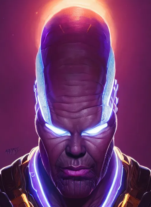 Image similar to portrait of apex legends thanos, intricate, elegant, glowing lights, highly detailed, digital painting, artstation, glamor pose, concept art, smooth, sharp focus, illustration, art by artgerm and greg rutkowski, artey freytag