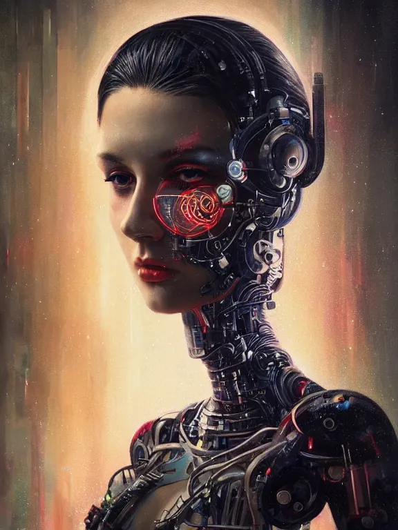 Image similar to portrait of woman as cybernetic organism,8k,by tristan eaton,Stanley Artgermm,Tom Bagshaw,Greg Rutkowski,Carne Griffiths,trending on DeviantArt,face enhance,hyper detailed,minimalist,cybernetic, android, blade runner