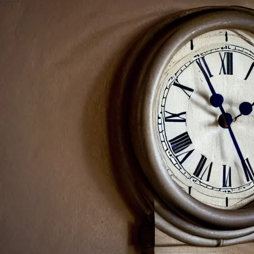 Prompt: photo of a clock with human features