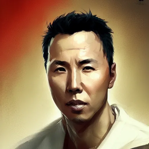 Image similar to “ portrait of donnie yen by greg rutkowski, young, attractive, highly detailed portrait, scifi, digital painting, artstation, concept art, smooth, sharp foccus ilustration, artstation hq ”