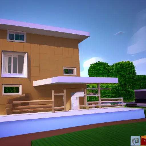 Image similar to a modern day house in roblox, 4 k hd, digital art