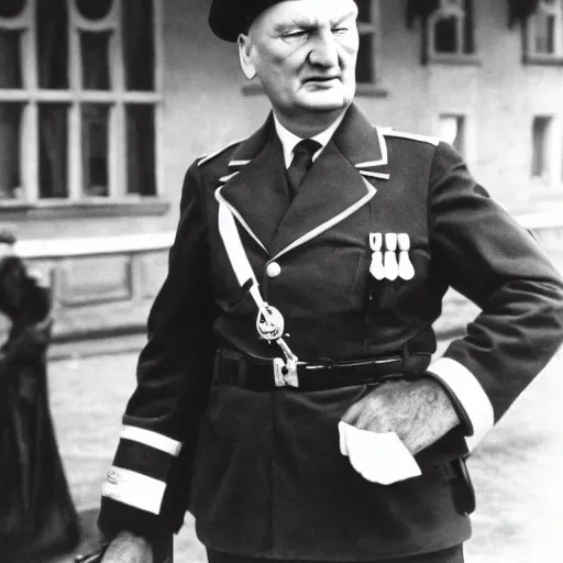 Prompt: herman goering in the style of postman pat tv show