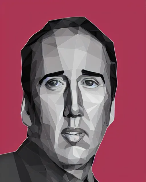 Image similar to nicholas cage, portrait, vector, low poly