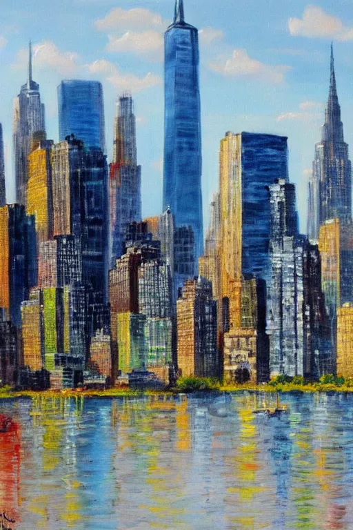 Prompt: bob ross painting of new york cityscape