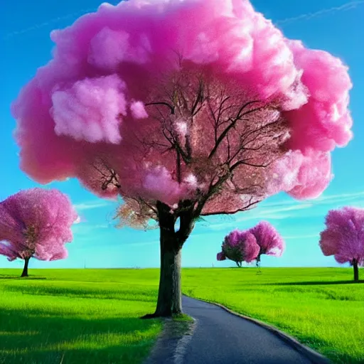 Image similar to cotton candy trees, music album art