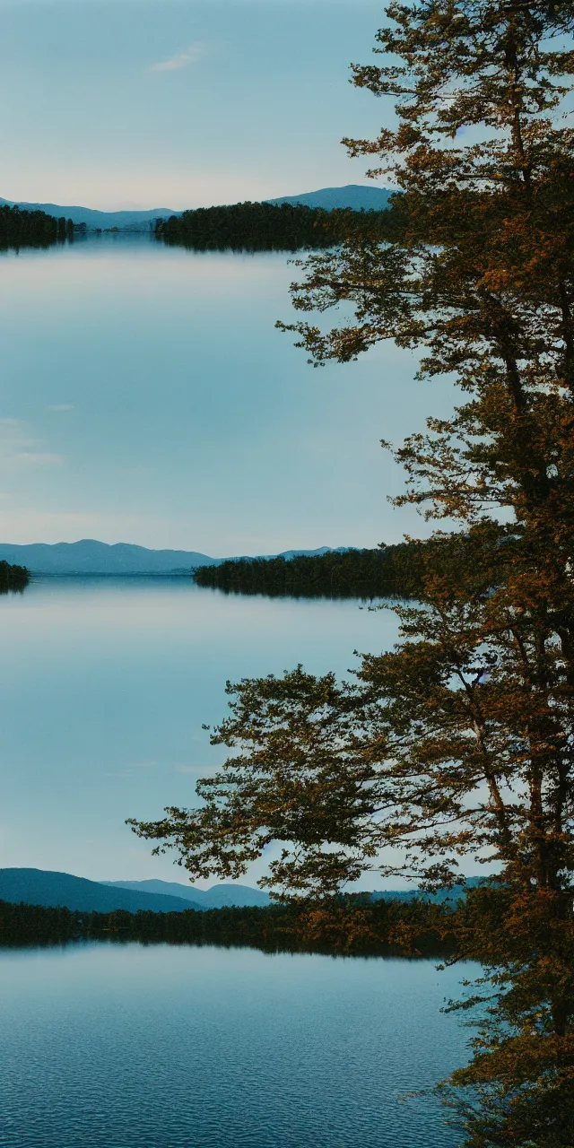 Image similar to photo of lake keowee, scenic, beautiful, cinematic, cinestill 8 0 0 t film