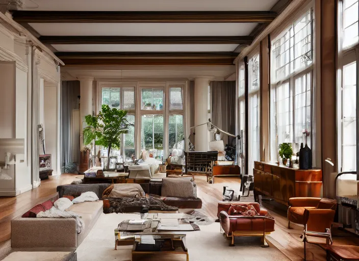 Image similar to photo still of interior, architecturaldigest living room, no furnitures, big open floor 8 k, 8 5 mm f 1. 8