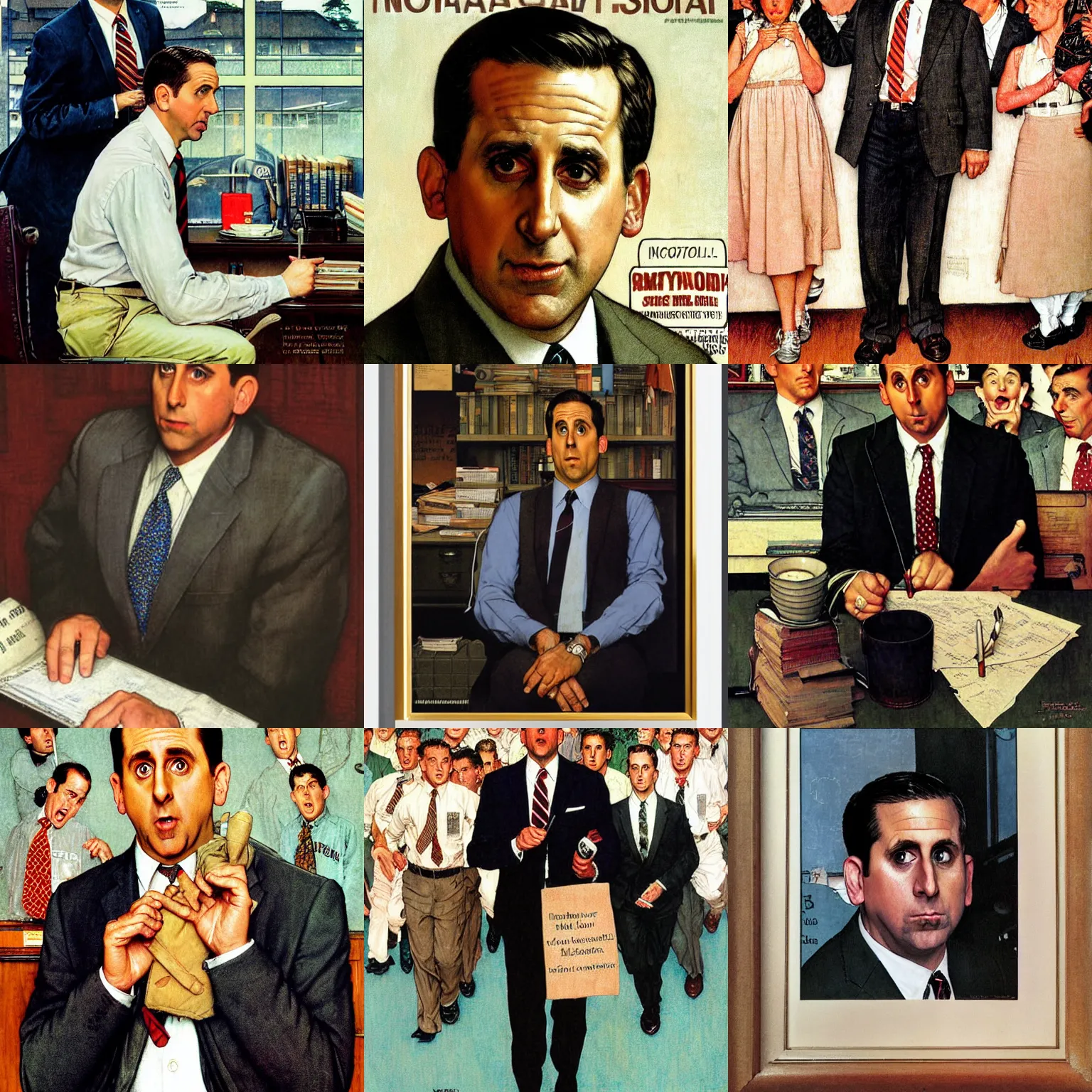 Prompt: michael scott by norman rockwell