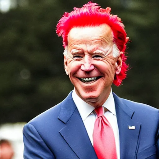 Image similar to joe biden with red mohawk hair