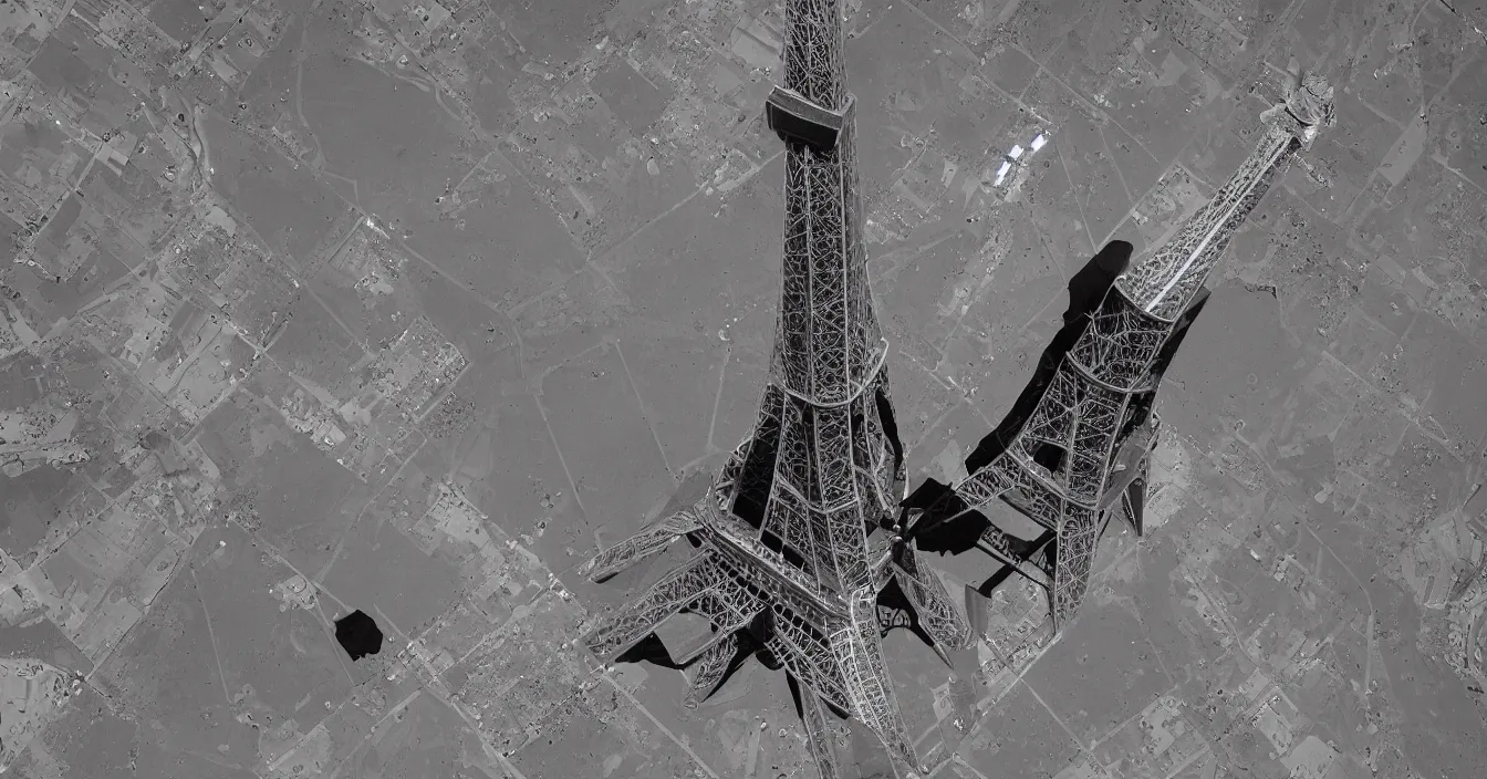 Prompt: spacecraft in the shape of the eiffel tower flies to mars, photorealism, journalistic photography, super detail, composition, qualitative photography