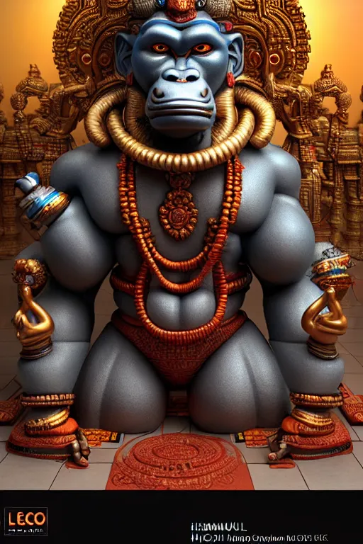 Image similar to high quality 3 d render post - rococo cyberpunk hanuman! head shri ram centre, madhubani, highly detailed, morning in sci - fi new delhi, cinematic smooth unreal engine, lee madgwick & liam wong, dramatic light, long shot, low angle, uhd 8 k, sharp focus