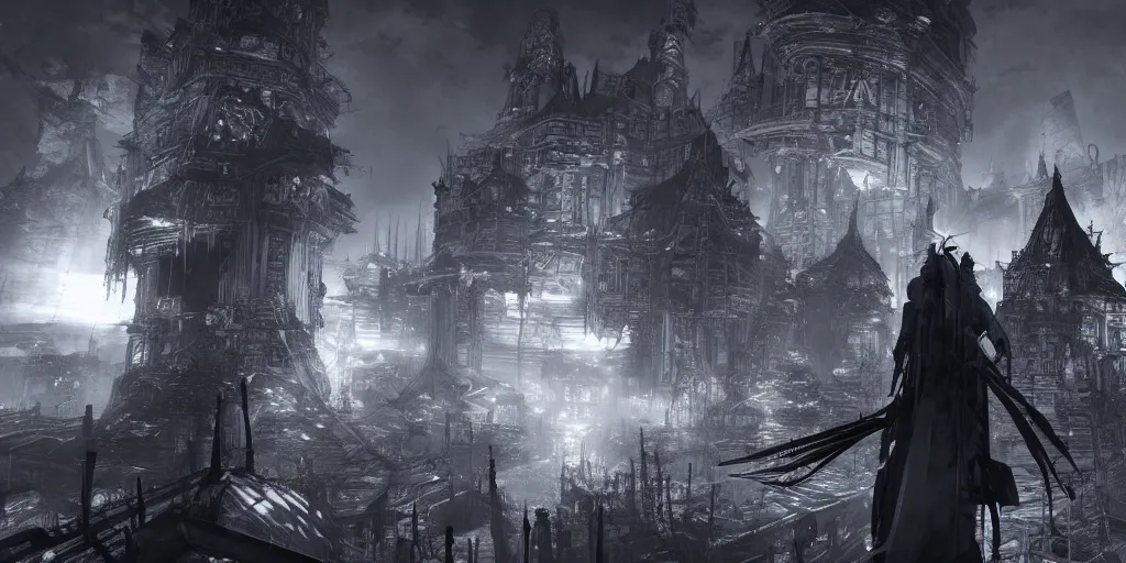 Image similar to grimdark tsutomu nihei blame biomega gothic architecture, unreal engine, 8 k, ultra realistic, ultra detail